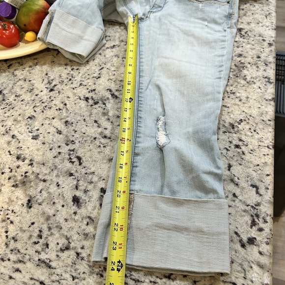 Seven 7 Boho Western Embroidered Whipstitch Capris Crop Pants Light Wash Jeans 8 - Picture 7 of 9